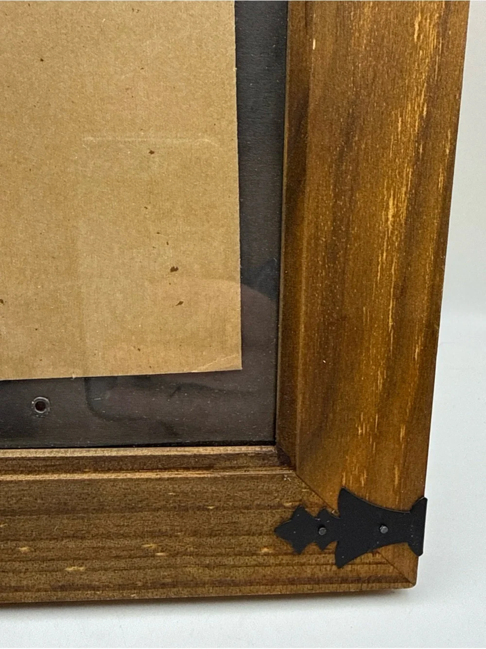 RUSTIC FARM WOOD PICTURE PHOTO FRAME WITH BLACK METAL ACCENTS Pic Apx 6.5